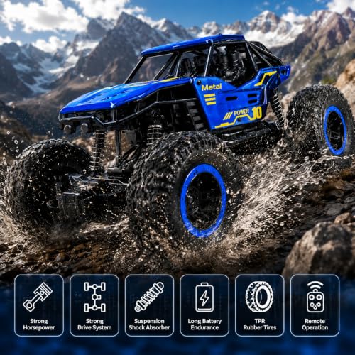 Image of NHR Remote Control Car Toy for Kids | Rechargeable RC Monster Truck with Smoke Effect | Drift RC Car | Range 2.4GHz Remote | Type-C USB | Off-Road Climbing & Racing Car | Gift for Kids Age 3+ (Blue)