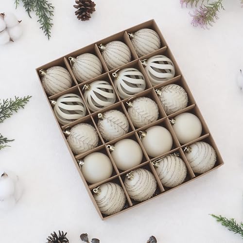 Image of 20PCS Velvet Ornaments for Christmas Tree, 2.36INCH Glitter Flocked Christmas Ornaments Decorations Balls Set Decor