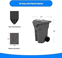 Vista 5 de Reli. SuperValue 65 Gallon Trash Bags 60 Count Made in USA Heavy Duty Black Multi-Use Garbage Bags