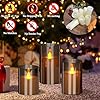 wemarry Flameless Candles 4" 5" 6" Set of 3 Acrylic Glass Pillars 3" Diameter Battery Operated Flickering Candles Include 10-Key Remote with Timer Function 400+ Hours (Gray, Warm Light 3 Pack) #1
