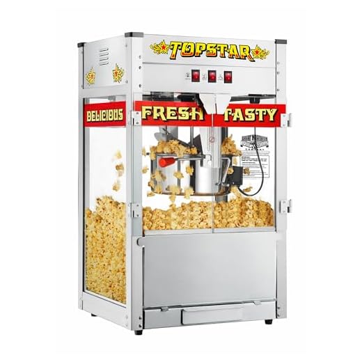 Top Star Popcorn Machine - 12oz Stainless-Steel Kettle, Reject Kernel Tray, Warming Light, and Accessories by Great Northern Popcorn (Red and Yellow)