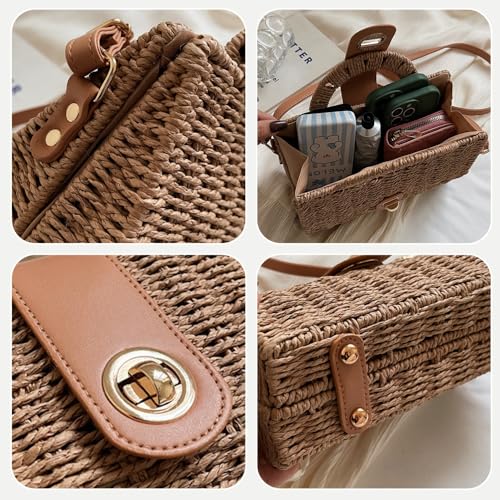 Holiday Straw Handbag Women Top Handle Purse Satchel Rattan Woven Crossbody Shoulder Bag for Summer3