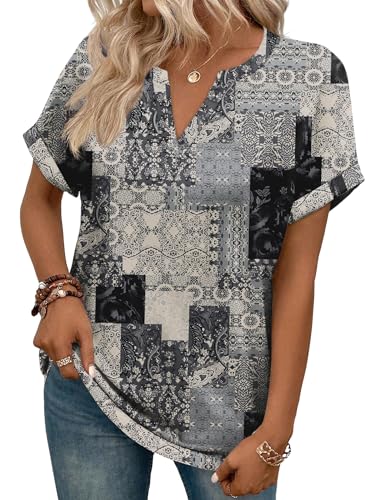 Image of WIHOLL Womens Blouses Spring Tops Short Sleeve Shirts Dressy Casual Summer Vacation Fashion Clothing 2026