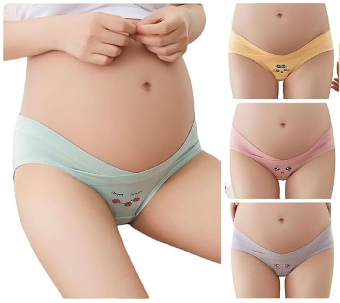 Cotton & Breathable Maternity Pregnancy Soft Under The Bump Print Panties High Waist Full Coverage Panty for Women's (Multicolor) (Pack of 2)-image-38