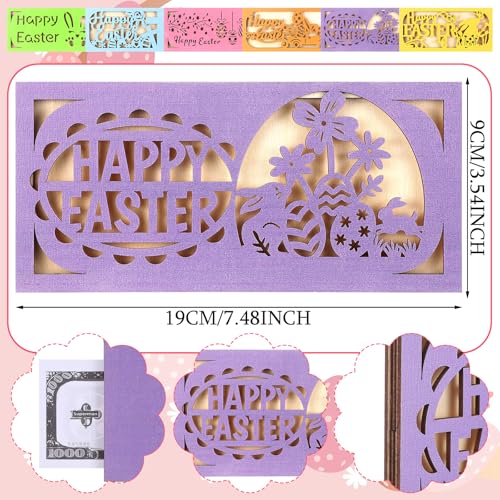 6 Pcs Easter Money Holder Wooden Easter Card Box Cash Holder Bunny Cash Envelope Money Wallet Senior Gift for DIY Basket Stuffer Gift Tag Holiday Party Decor3