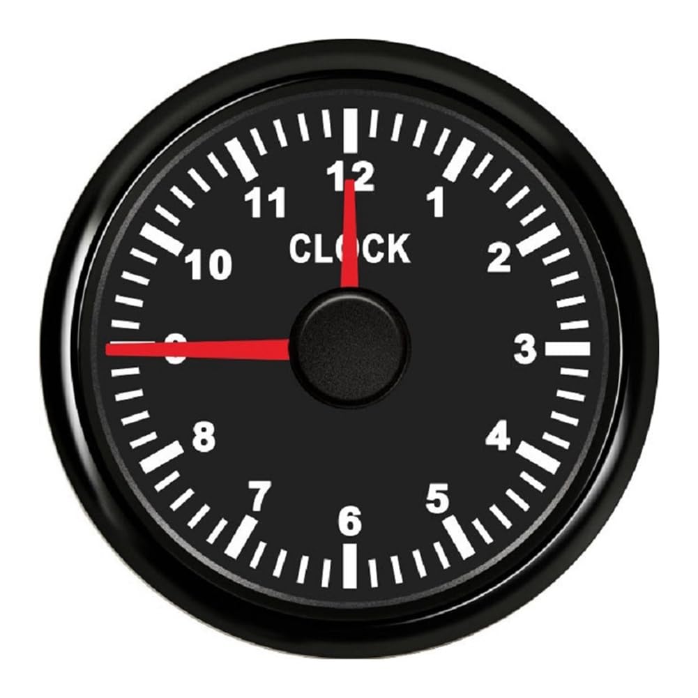 0-12 Heures Mètres 2 Pouces 52 mm Jauges D'Horloge avec Rétro-Éclairage Rouge Instrument Afficher les Compteurs D'Horloge pour Voiture Bateau Yacht RV 9-32 V Facile à Utiliser C