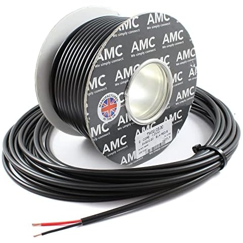 Round Twin 2 Core Cable 12v 24v Thin Wall Wire (16.5 AMP Rated 1mm²) 10 Metre Cover