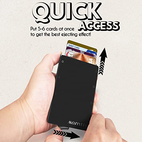 Mosiyeef Pop Up Wallet For Men - Rfid Blocking Card Wallet For Men With Leather Wrapped - Minimalist Card Holder With Leather Slots - Front Pocket Slim Wallet For 9 Credit Cards - Gifts For Him #TOP1
