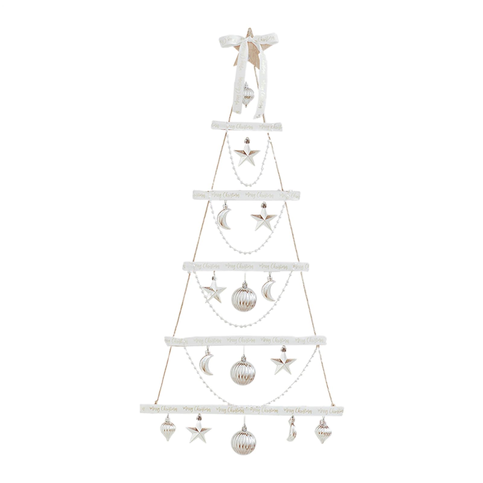 Albero di Natale da Parete con Design a di Corda in Legno con