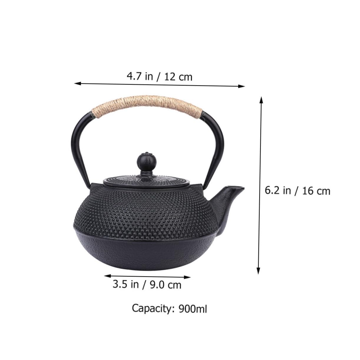 DOITOOL Tetera de Hierro Japonesa Pequeña de 900ml, Ligera y Fácil de Limpiar, Estilo Retro Vintage para Oficinas y Salas de Té