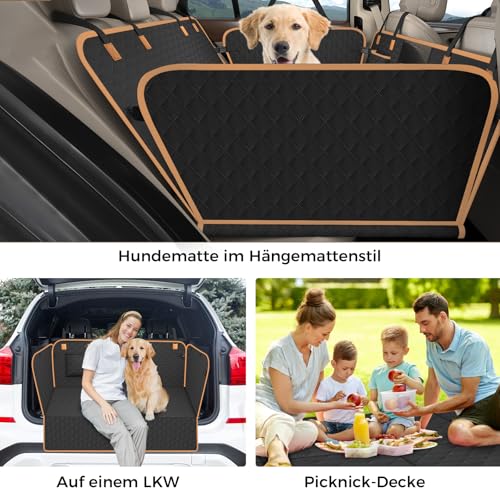 MyeMdan Hundedecke Auto Rücksitz, wasserdicht, Kratzfest Hunde-Autositz Rücksitz, mit 8 stabilen Hartholzplatten, für die meisten Autos, SUVs