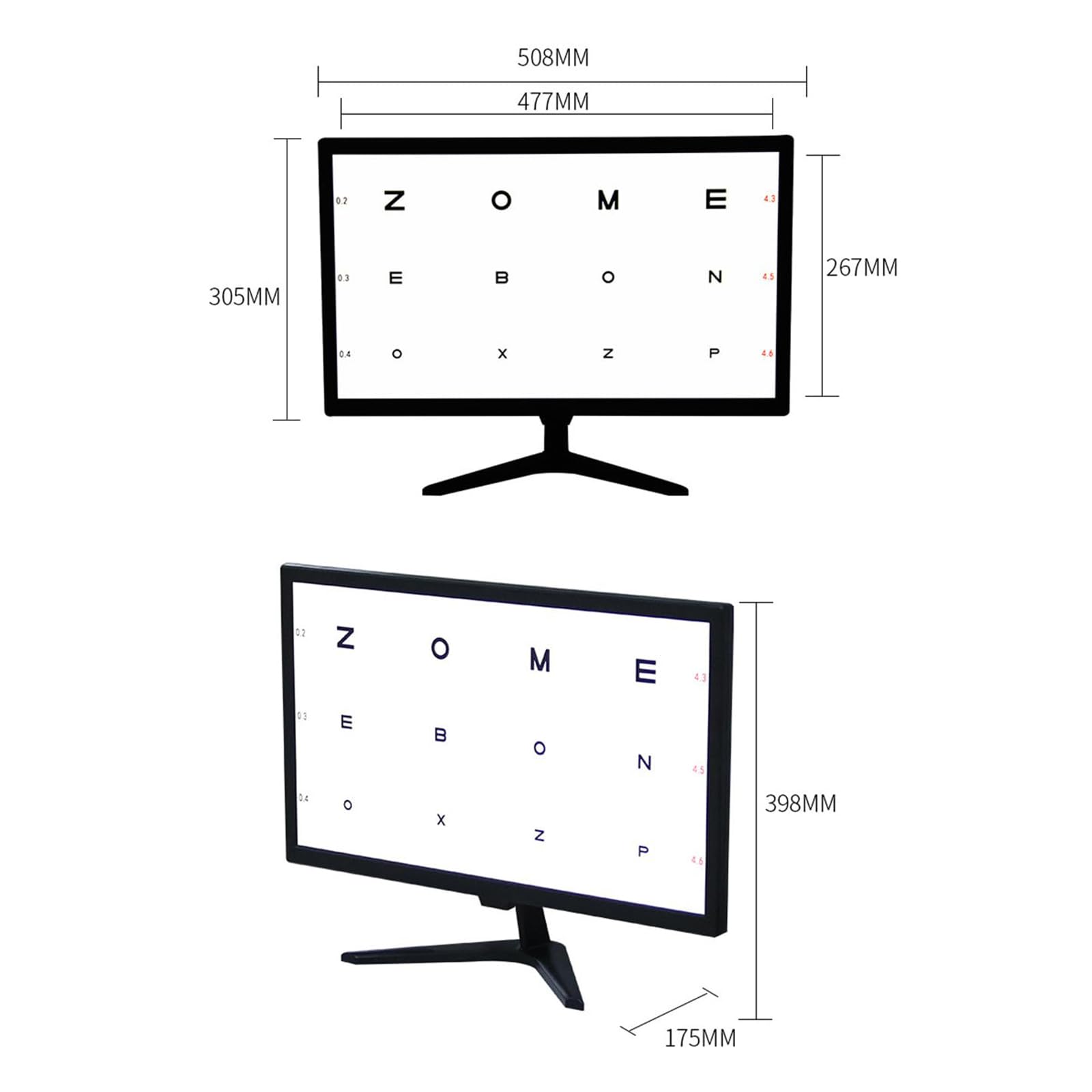 Digitale Sehtafel mit Fernbedienung, Elektronische Optische Sehtafel mit 21,5-Zoll LCD, Messabstand 1–6,5M Einstellbar, Mehrere Visuelle Ziele füR Augenuntersuchungen In OptikgeschäFten,Black