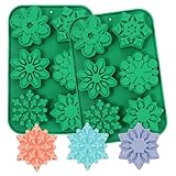 2 Pack Snowflake Silicone Molds Christmas Silicone Molds for Making Soap Resin Bath Bomb Ice Cube Chocolate Candy Snowflake Design for Christmas DIY
