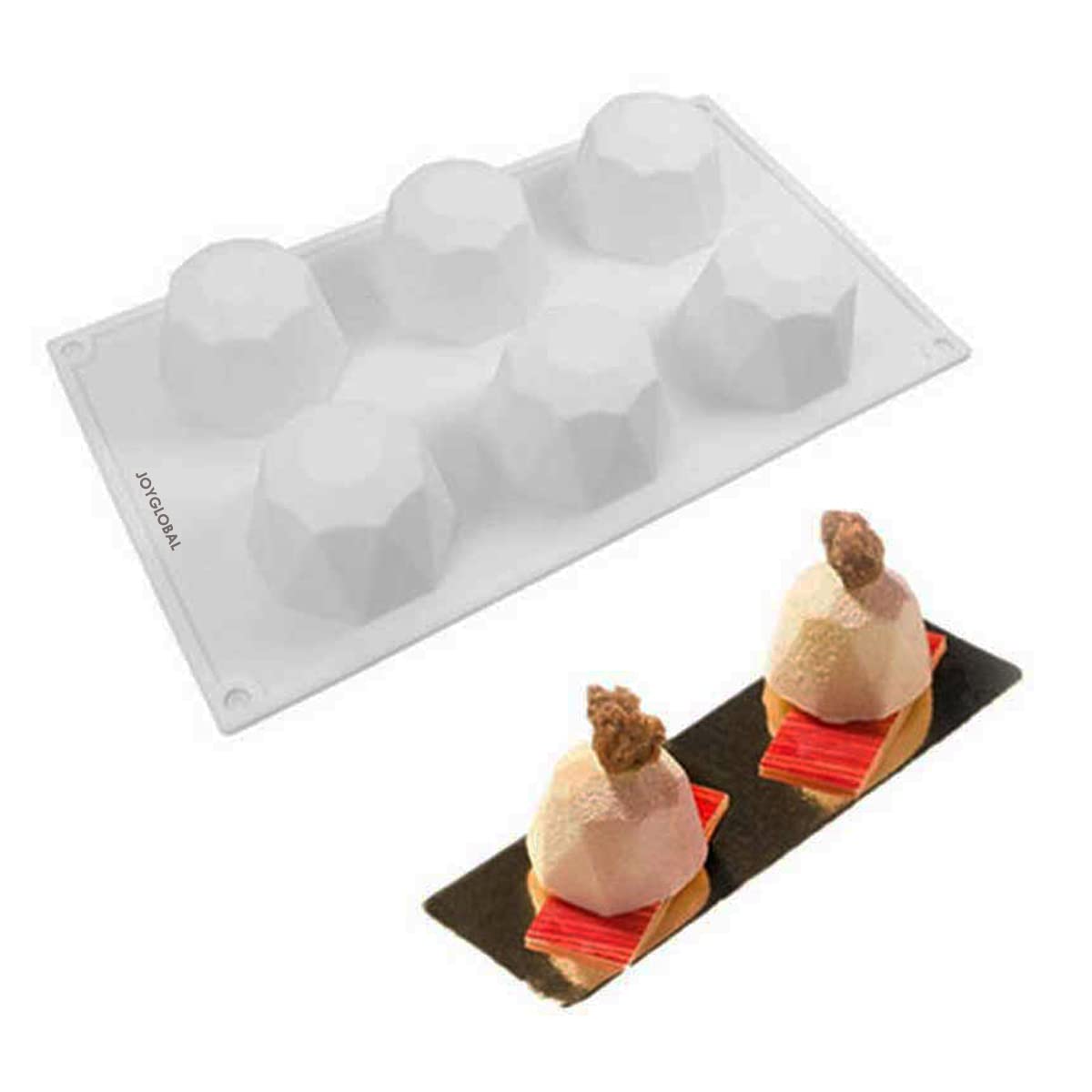 JoyGlobal Silicone 6 Cavity Diamond Shape Candle Soap Mould (Output Weight : 100-110 Grams)