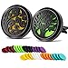 Produktbild AUCOOMA 2 STÜCKE Autoduft Lufterfrischer Duftbaum Auto Öle Diffusor Lufterfrischer 30mm Edelstahl Schwarz Medaillon Vent Clip 32 Stücke Refill PadsKeine ätherischen Öle