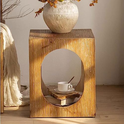 Table d'appoint carrée de ferme avec étagère basse de rangement