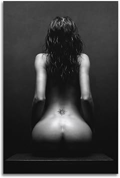 Erotic Sexy Woman Sensual Girl Half Naked Nice Buttocks Black And White Poster Wall Art Picture Painting Canvas Prints Artworks Bedroom Living Room Decor 12x18inch(30x45cm)