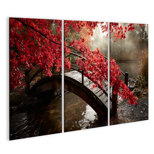 Tableau sur toile pont d'erable pour habiller un mur vide salon 3 pieces