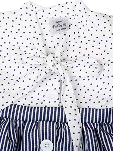 Image of Doodle Dress for Baby Girls| Breathable Frock for Girls| Baby Girl Dress| Knee Length Dress for Girls| Baby Frocks Waist Tie-up| Cap Sleeves Kids Frock| Age 6 Months to 4 Years