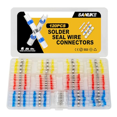 120PCS Sanuke Heat Shrink Butt Connectors Kit - Waterproof Insulated Wire Connectors for Marine, Automotive, and Truck Use