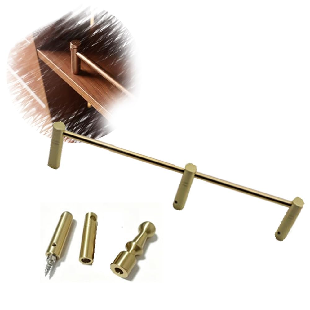 SVBVRFEEW Shelf Guard Rail Decorative Guardrail Bar Solid Brass Shelves Railing With Posts 12 22 32 42 52in Gallery Railing Anti-Fall Fence For Shoe Cabinet Bookshelves(Gold-a,29in/73.7cm)