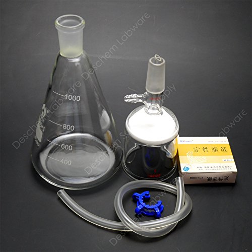 Deschem 1000Ml,Suction Filtration Device,200Ml Buchner Funnel,1L Erlenmeyer Flask,70Mm Filter Paper #TOP5