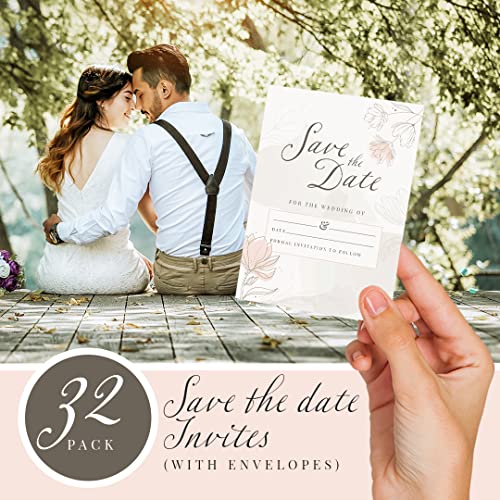 Kirsten McMillan 25 White Wedding Save the Date Cards with Envelopes A6 Wedding Save the Date Cards with Envelopes Designed and Printed in the UK (Pack of 25) - Image 3