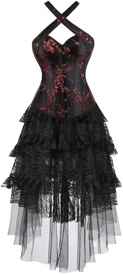 Hengzhifeng Women Wedding Renaissance Overbust Corset Top with Tulle Skirt