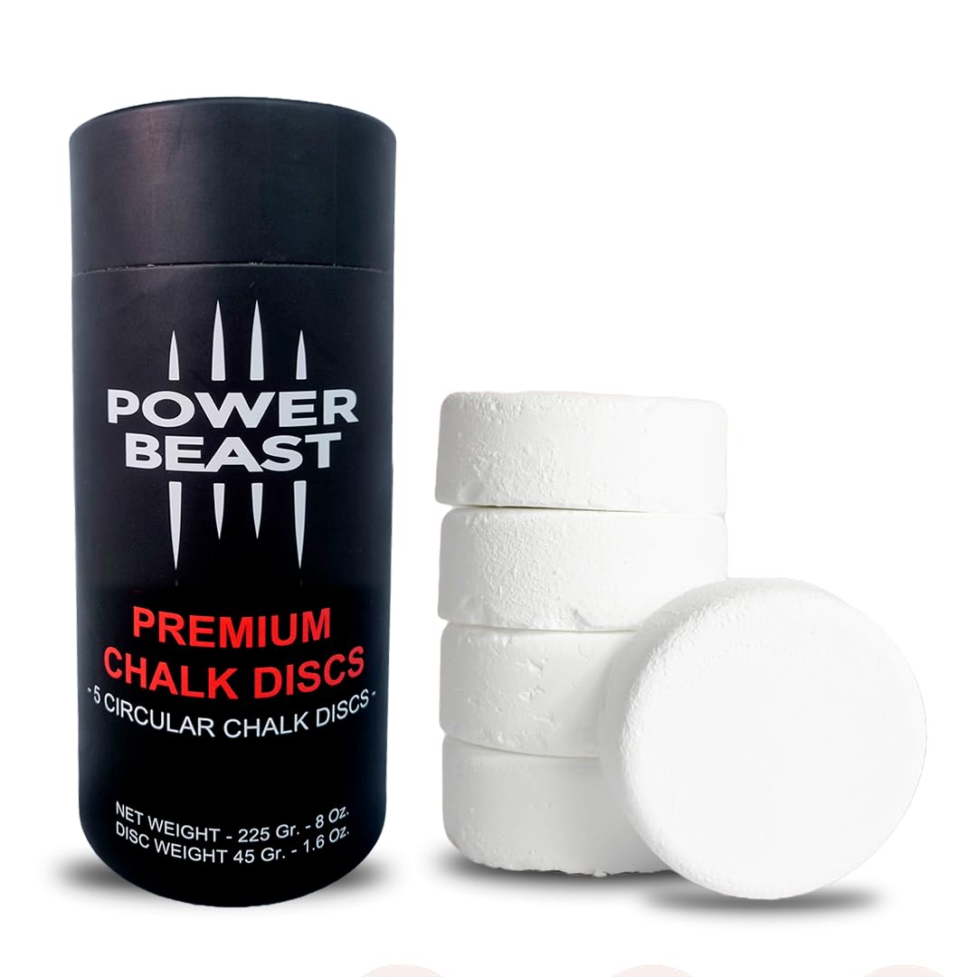 POWER BEAST 5 Block Chalk Discs, Gym Chalk Blocks, Chalk Discs, Magnesium Carbonate for Better Grip, Weightlifting, Rock Climbing, Gymnastics, Bouldering, Weightlifting, Pool Billiards.