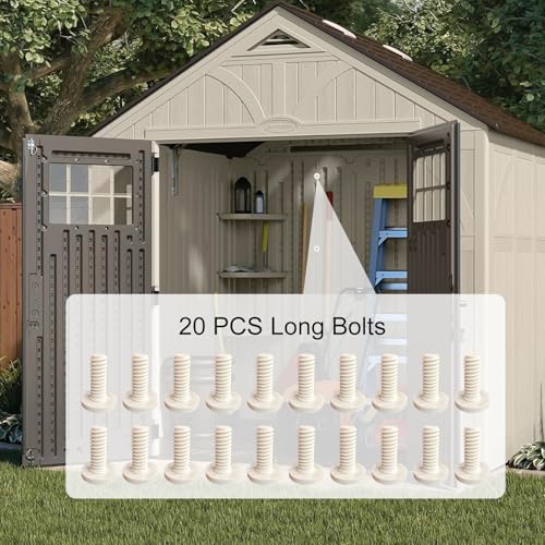 Image of 20 PCS Long Bolts Compatible with Suncast Storage Sheds Sheds for Suncast /Craftsman Resin Storage Sheds, Replacement Screws Compatible with Suncast Storage Sheds Shed Accessories (White)