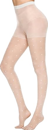 Womens Polka Dot Pantyhose High Waisted Sheer Tights for Dress