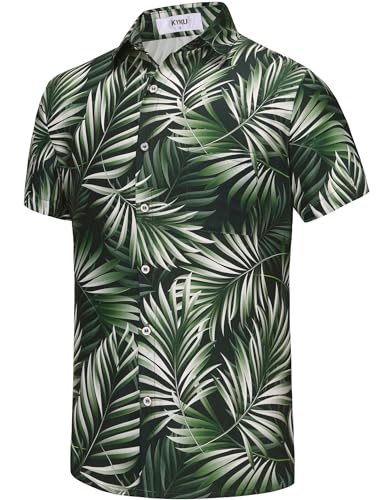 KYKU Beach Clothes Hawaiian Shirts XL Mens Pattern Shirt Button Up Green - Leaf