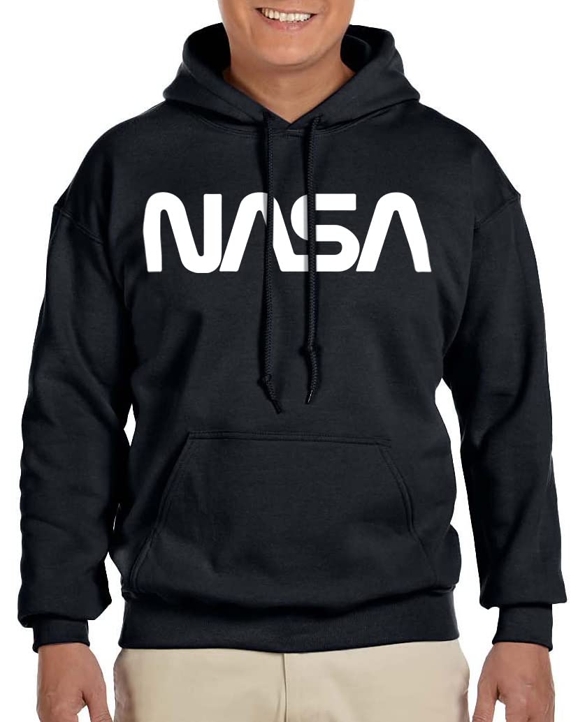 NASA m ska kosmos moda logo kieszonkowa bluza z kapturem sweter, Czarny, XL