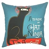 YOUR SMILE Cat Cotton Linen Square Decorative Throw Pillow Case Cushion Cover 18x18 Inch(44CM44CM) (Color#13)