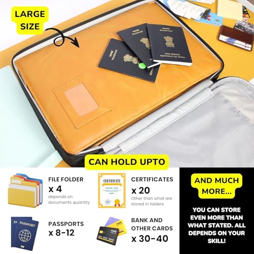 Image of Document Organizer Bag, Multilayer Travel File Pocket & Waterproof File Folders Bag with Lock for Certificates & Document Safe Pouch Bag for for Laptop, Passport, Home, Office (Black)