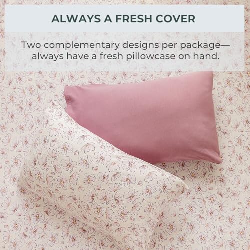 Image of Pobibaby - 2 Pack Premium Toddler Pillowcase - Ultra Soft Jersey Knit - Crib Pillow, Kids Pillow, Travel Pillow Case Cover (Blossom)