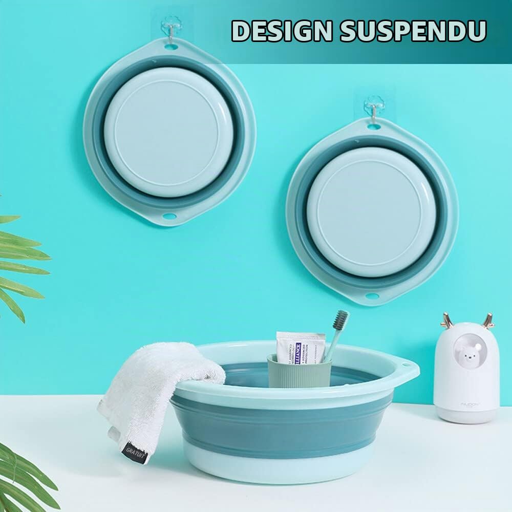 bassine retractable, bassine pliable, bol à vaisselle rond pliable grand multifonctionnel, bol pliable portable peu encombrant pour laver les légumes, la vaisselle, sous-vêtement (bleu/grand)