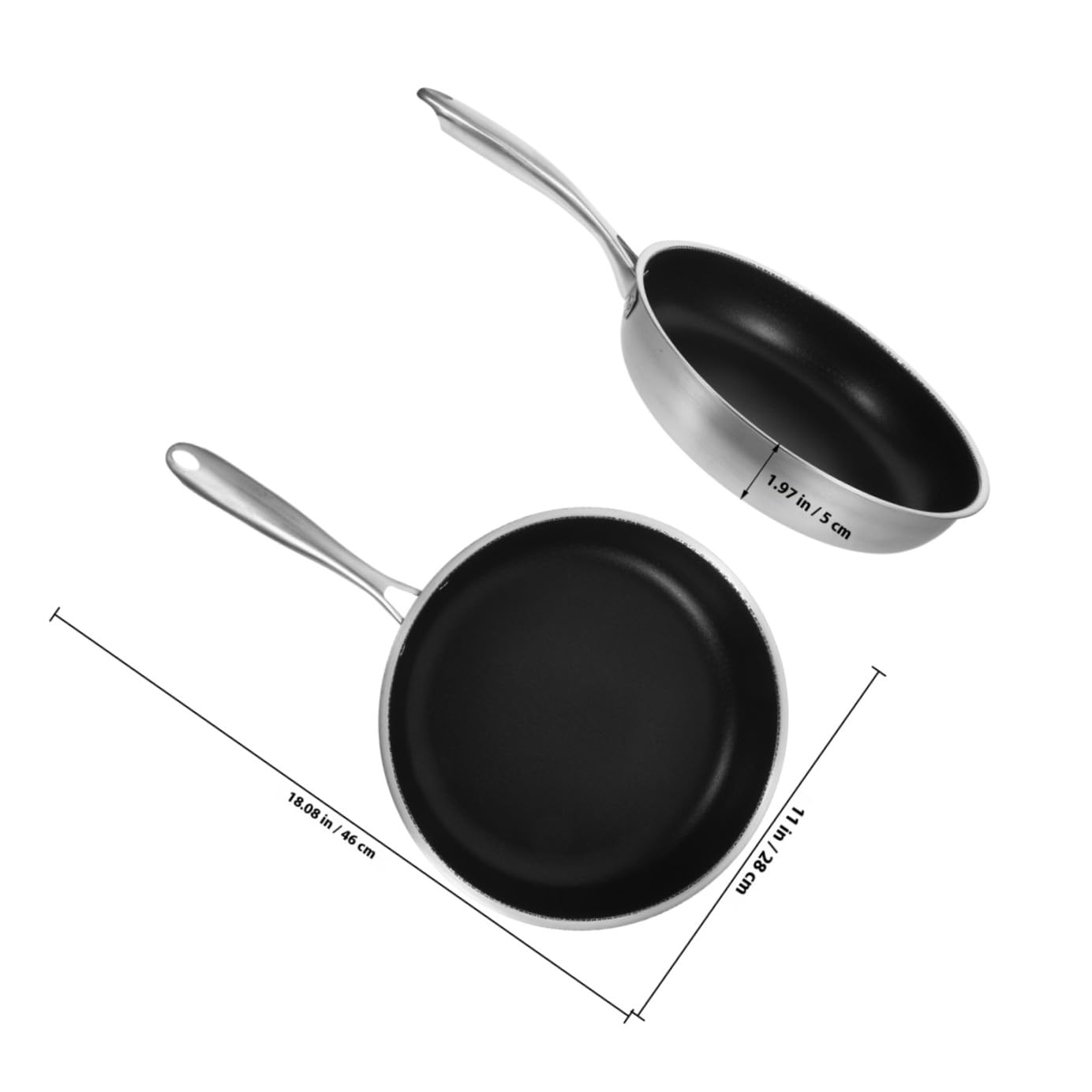 DOITOOL Padella Antiaderente in Acciaio Inox 30 Cm a Nido D’ape, Padella per Uova Fritte e Bistecche Fondo Piatto per Piani a Induzione, Manico Antiscivolo per Cucina Domestica e