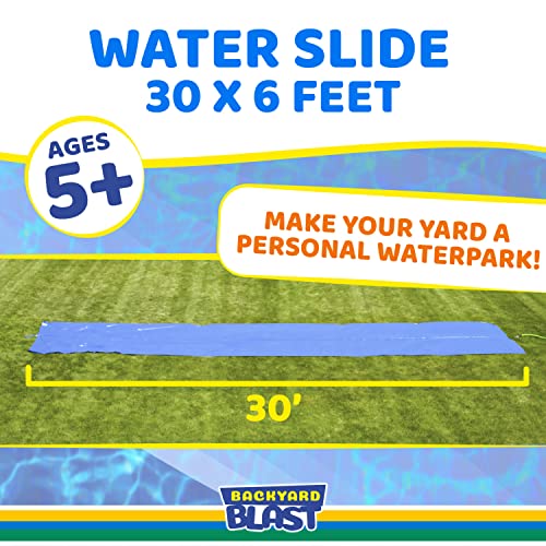 Backyard Blast Giant Slip And Slide For Adults And Kids - Heavy Duty Large Slip N Slide Water Slide For Kids Backyard Outdoor Water Play Includes Inflatable Riders - 30' #TOP2