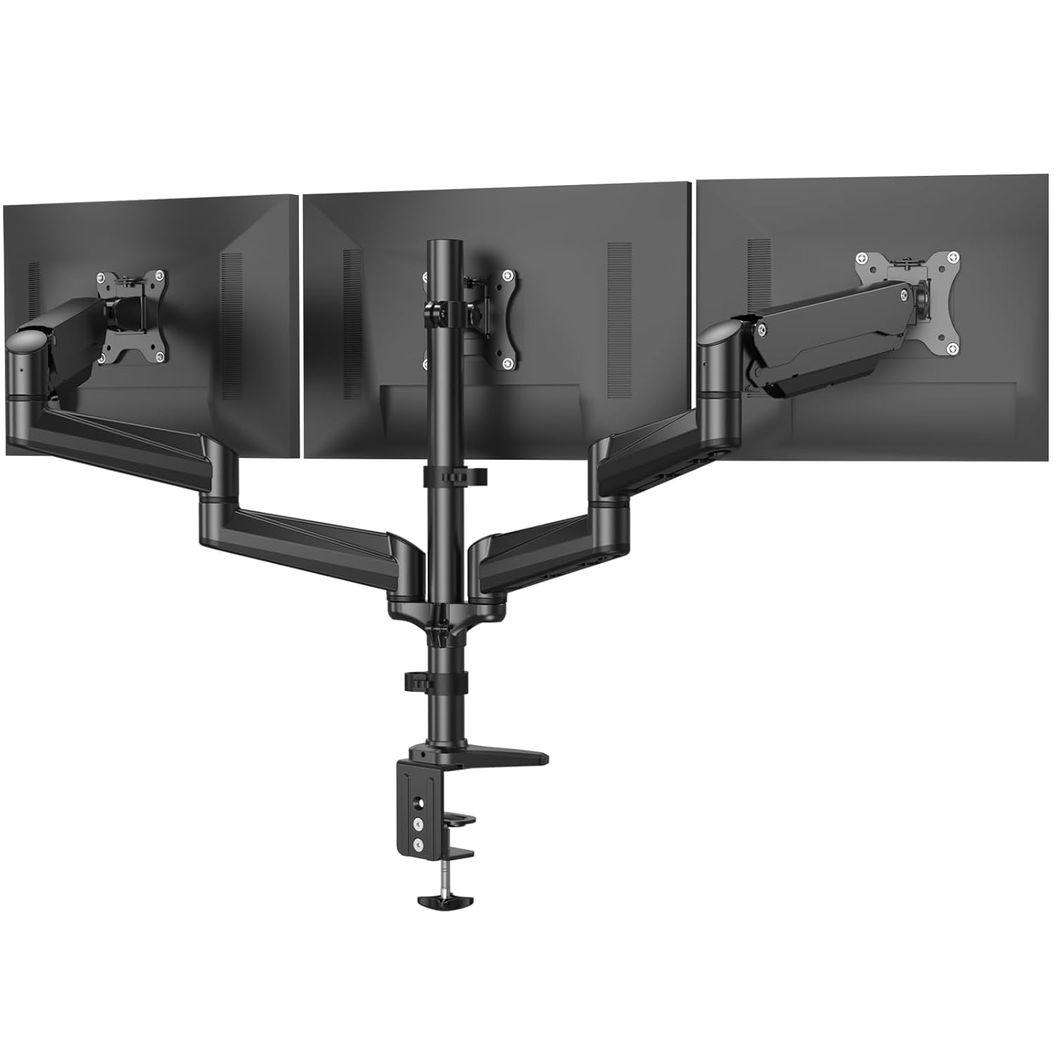 HUANUO Triple Monitor Mount for 17 to 32 inch Screens Adjustment Gaming Triple Monitor Stand with Swivel Tilt