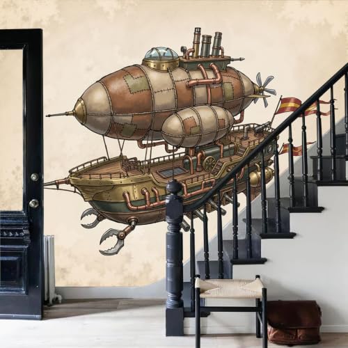 Fresque murale intissée Steampunk papier peint panoramique nature WunM Studio 250cm