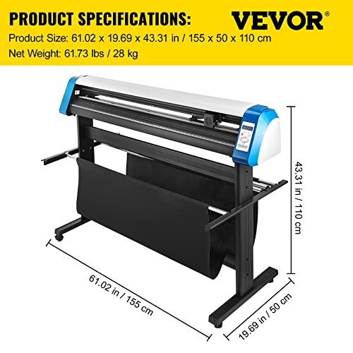 VEVOR Schneidegerät 135 cml Vinyl Cutter Halbautomatische DIY Vinyl Drucker Schneidemaschine Manuelle Positionierung Zeichen schneiden mit Bodenständer Signmaster Software