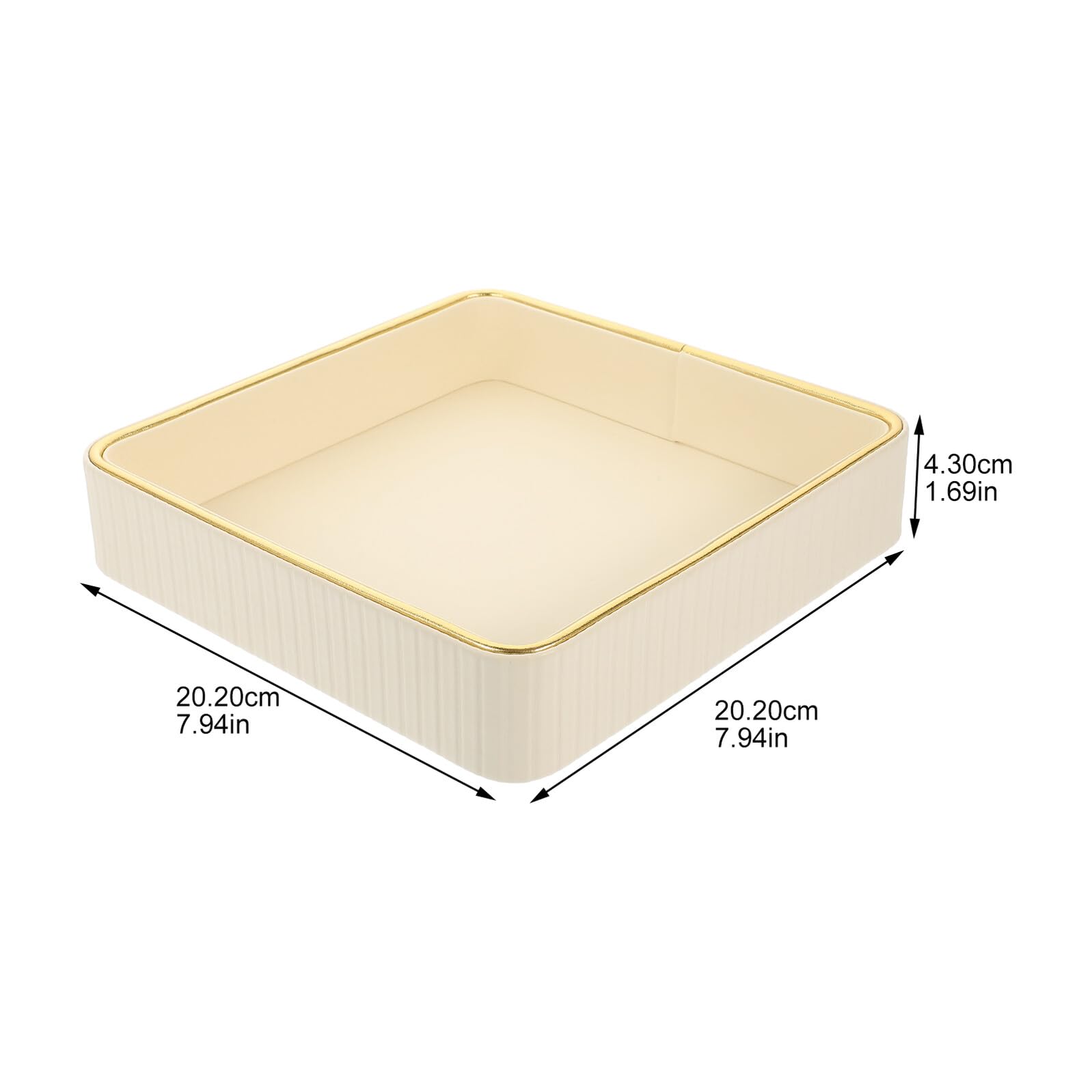 Bandeja Organizador Moderno para Llaves de Entrada Cuadrada y Fácil de Limpiar de Cuero Blanco Borde Dorado para Joyas y Llaves en Tocador