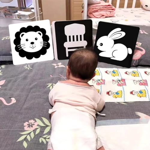 WMUVAZA 1 conjunto de 20 peças cartões Flashcards bebés, brancos e pretos comparados cartões, Flashcards cartões brinquedos bebés, para estimulação visual do bebé, branco e preto