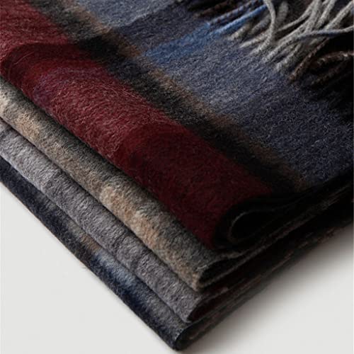 Tjlss 1Pcs Men's Plaid Scarf Men's Wool Scarf Blue Cashmere Scarf Shawl Winter Thick Woolen Warmth (Color : A, Size : 30 * 180Cm) #TOP1
