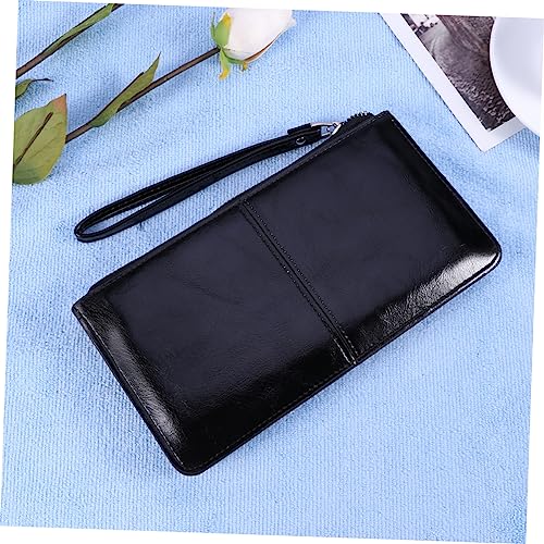 Women High Capacity Zipper Buckle Clutch Purse Mobile Handbag Holder Black Secure Closure for Cards and Cash Elegant Envelope Design for Daily Use4