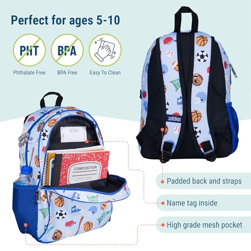 Image of Wildkin 15 Inch Backpack for Boys /Girls, Game On | Ages 5-10, padded straps, side water bottle pocket - coordinates with matching Wildkin lunch boxes
