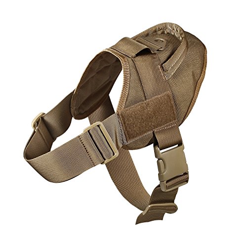 Feliscanis Tactical Dog Training Patrol Harness Nylon Adjustable Service Dog Vest Brown Size L