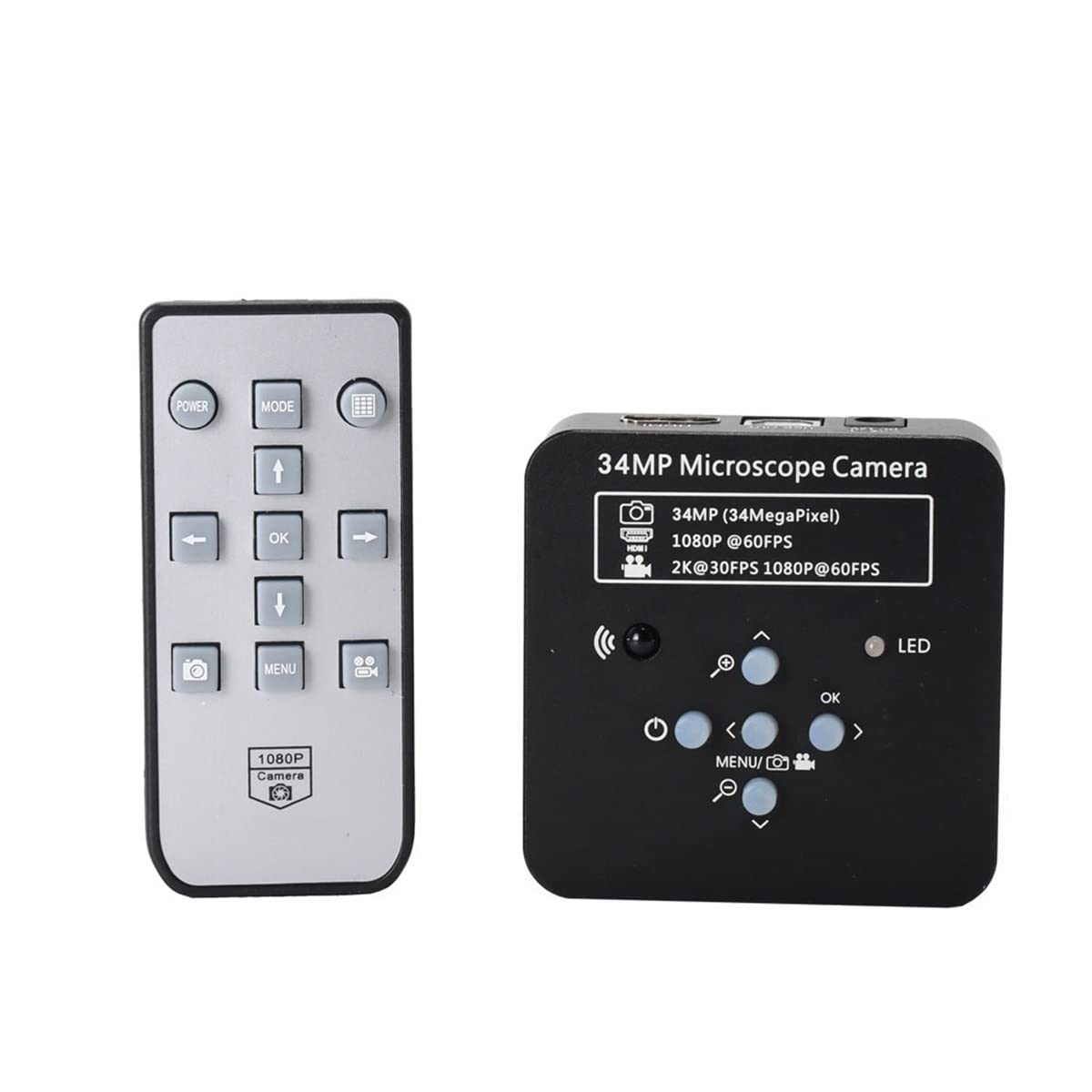 Microscope 34MP 2K 1080P 60FPS USB Industrial Electronic Digital Video Microscope Camera Magnifier(Black)