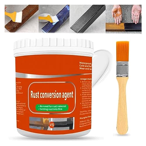Hliloy Rust Renovator,Rust Conversion Agent with Brush, Rust Removal Converter Metallic Paint, Multi Purpose Anti-Rust Paint, Water-Based Metal Rust Remover,Rust Inhibitor (White)